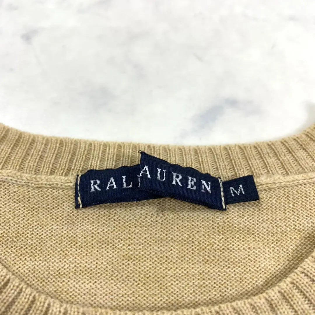 A4927 Ralph Lauren Long Sleeve Knit Sweater Wool Beige M