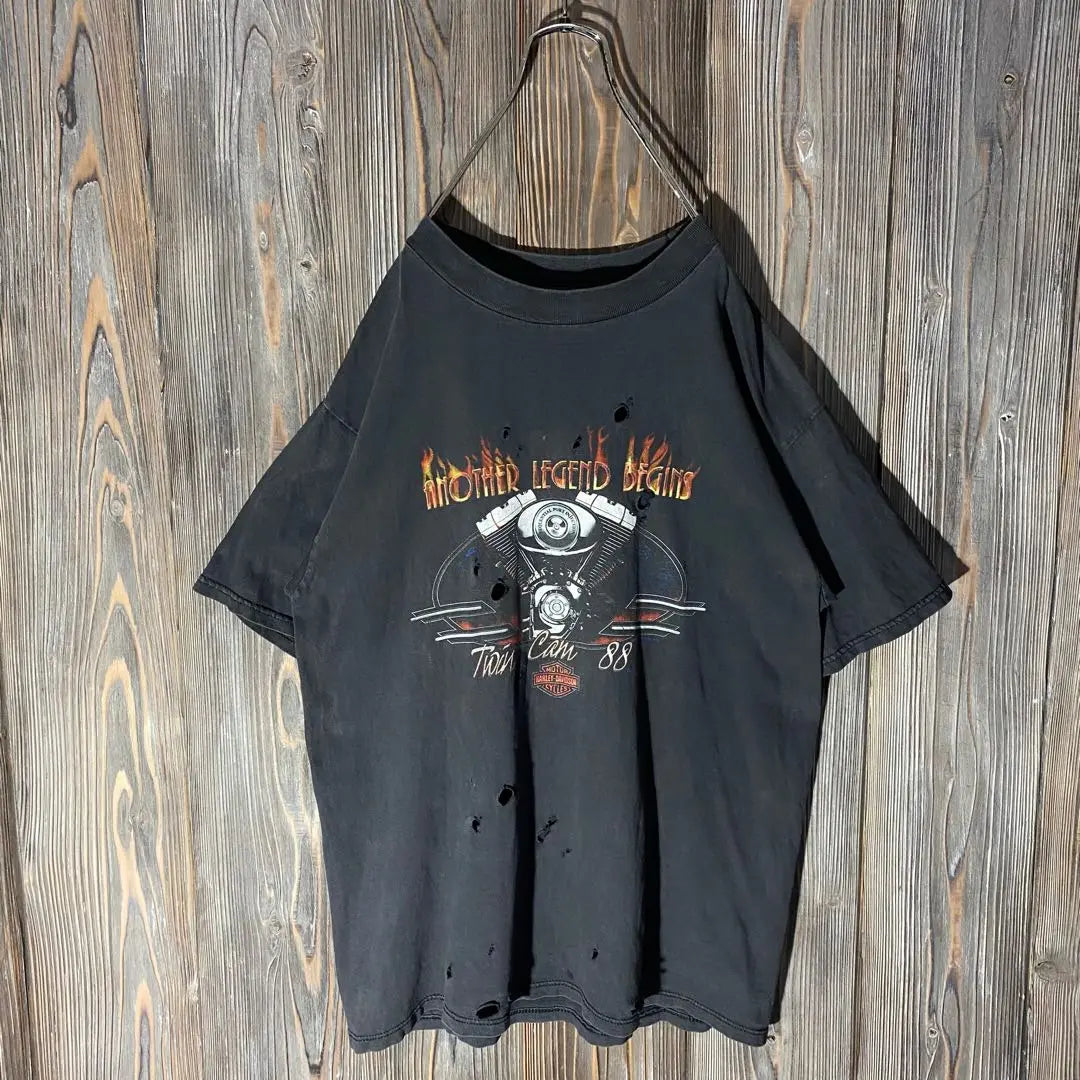 90S Harley Davidson Vintage T -shirt USA Damage Red | 90s ハーレーダビッドソン　ヴィンテージTシャツ　USA製　ダメージ　ボロ