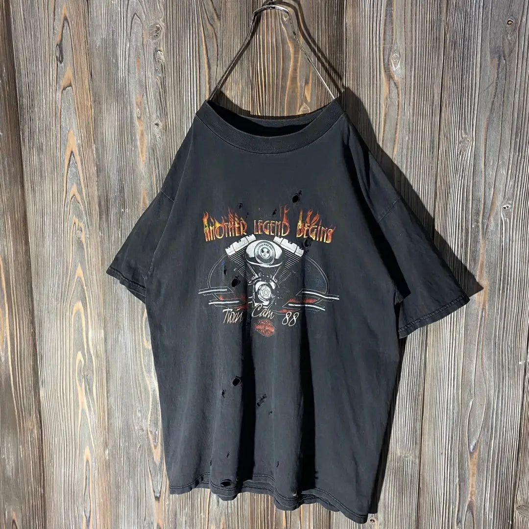 90S Harley Davidson Vintage T -shirt USA Damage Red | 90s ハーレーダビッドソン　ヴィンテージTシャツ　USA製　ダメージ　ボロ