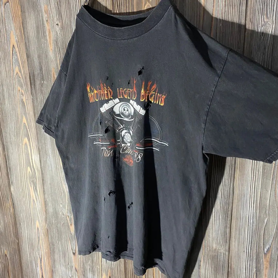 90S Harley Davidson Vintage T -shirt USA Damage Red | 90s ハーレーダビッドソン　ヴィンテージTシャツ　USA製　ダメージ　ボロ