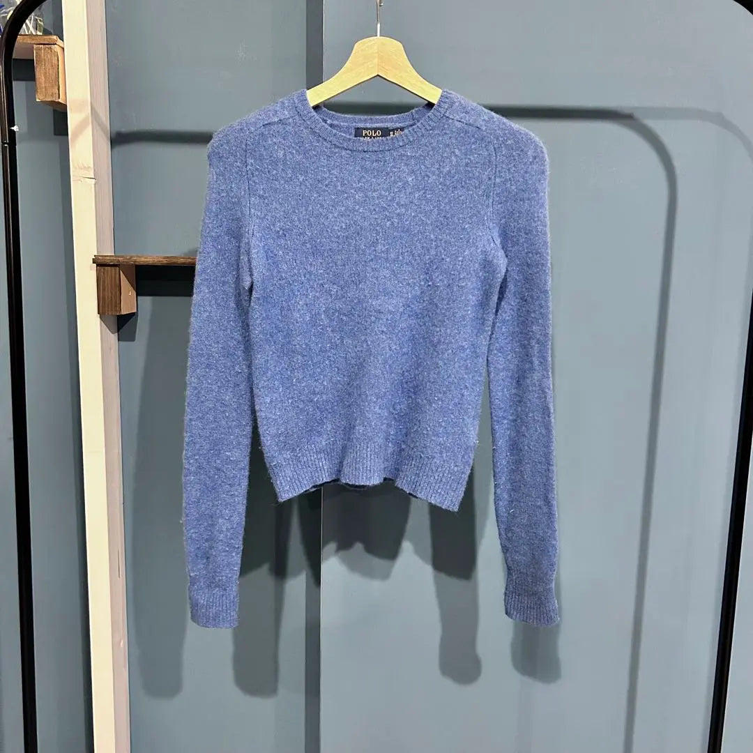 [Ralph Lauren] Suéter de mezcla de alpaca azul liso para mujer talla XS