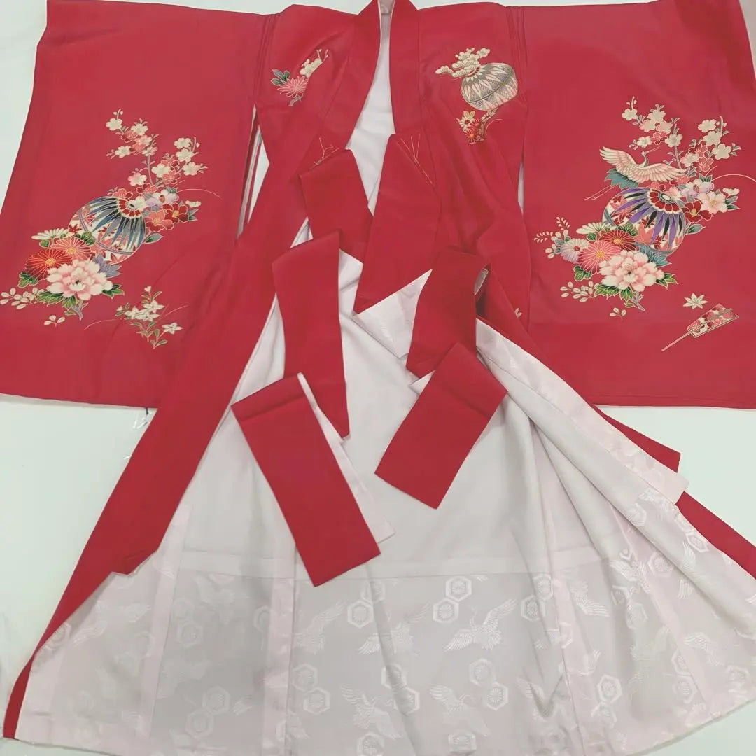 ma6509 Kimono largo para niña que visita el santuario, color rosa