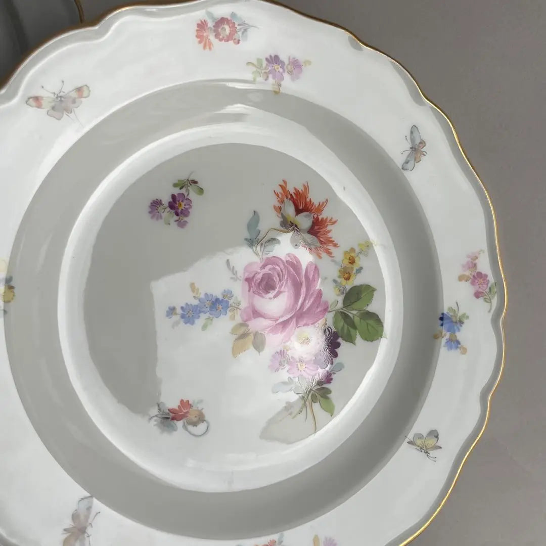 Meissen Basic Flower Flower Bouquet Insect Plate Set of 2