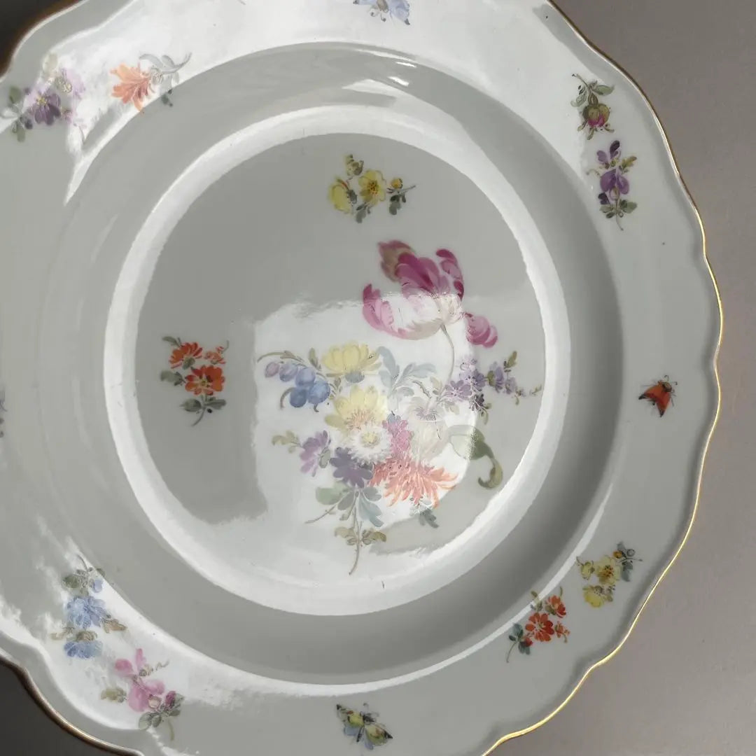 Meissen Basic Flower Flower Bouquet Insect Plate Set of 2