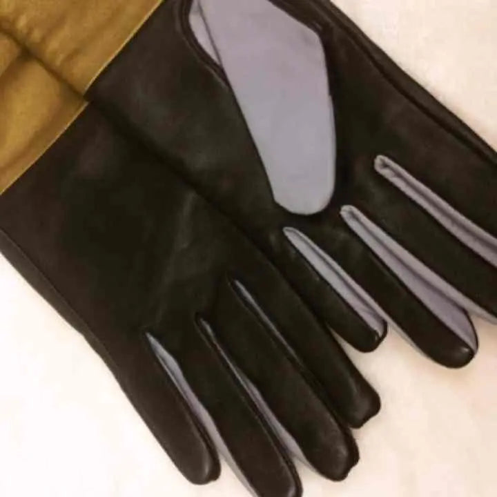 Beautiful condition Flammeum leather long gloves gloves black bronze grey