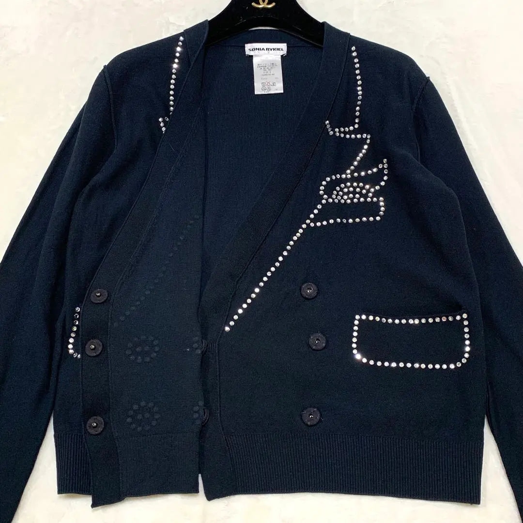 Beauty Sonia Rykiel Italy Rhinestone Design Cardigan | 美品 SONIA RYKIEL ITALY ラインストーン デザインカーディガン