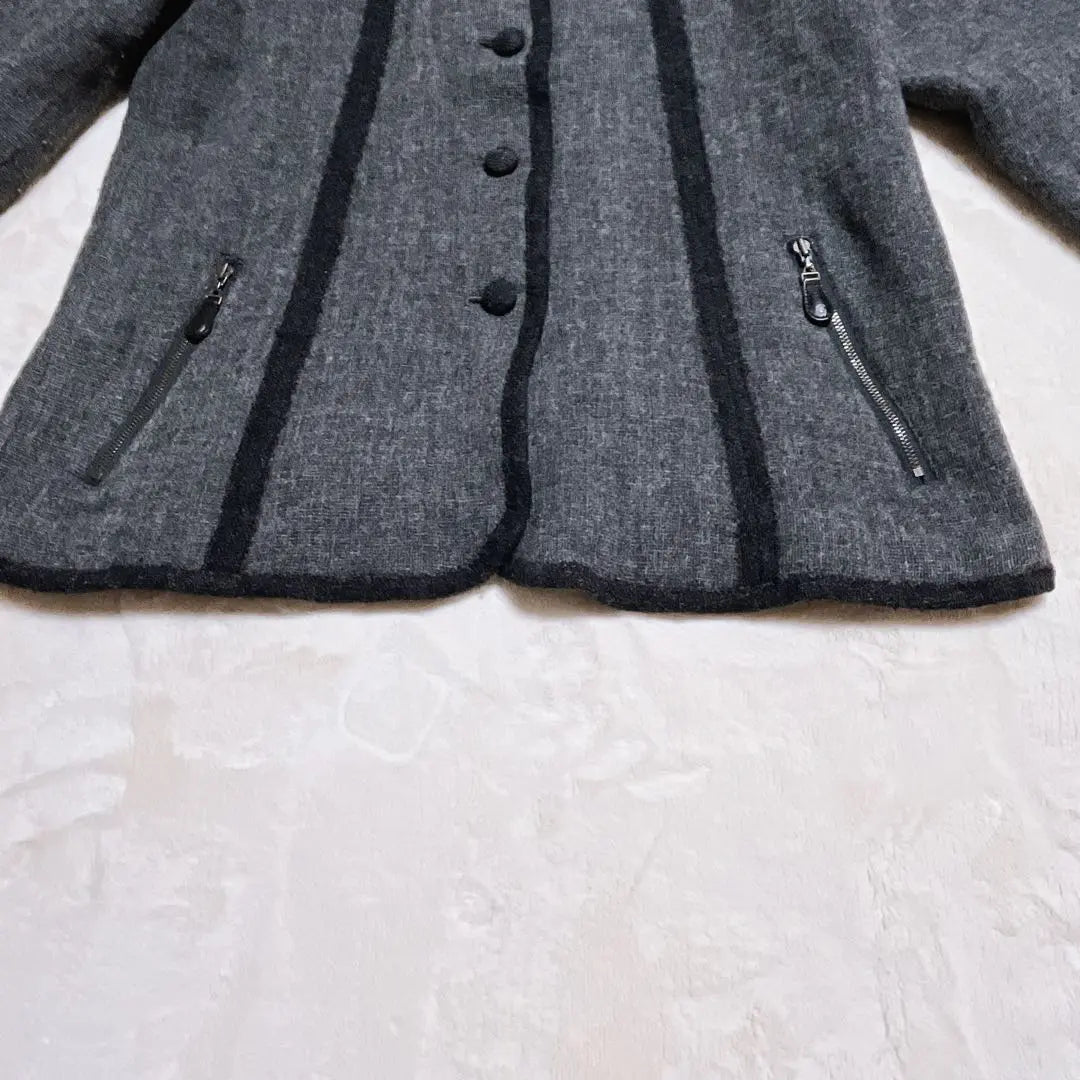 a190 [Leilian] Gray 90% wool tweed jacket stylish design