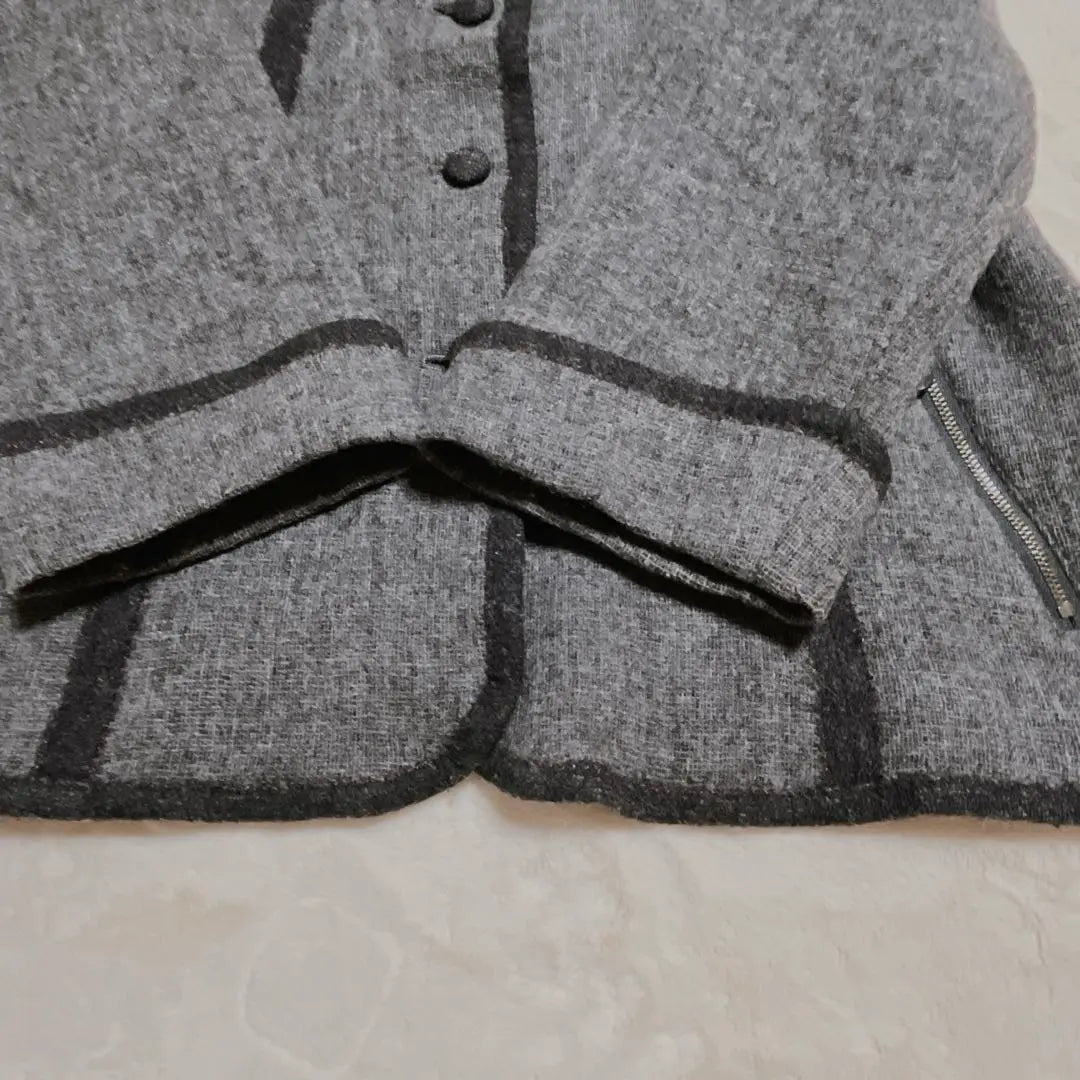 a190 [Leilian] Gray 90% wool tweed jacket stylish design