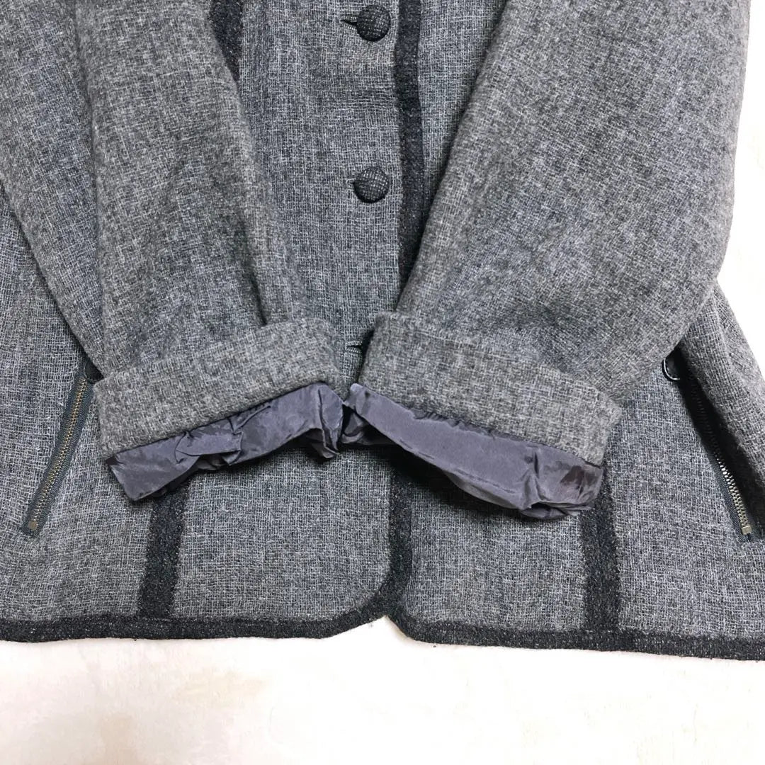 a190 [Leilian] Gray 90% wool tweed jacket stylish design