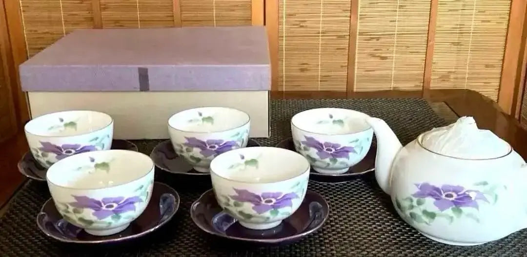 [Unused] Hanaan HANAIORI Teaware Set 1 Teapot, 5 Tea Cups, 5 Tea Trays, 11 Total