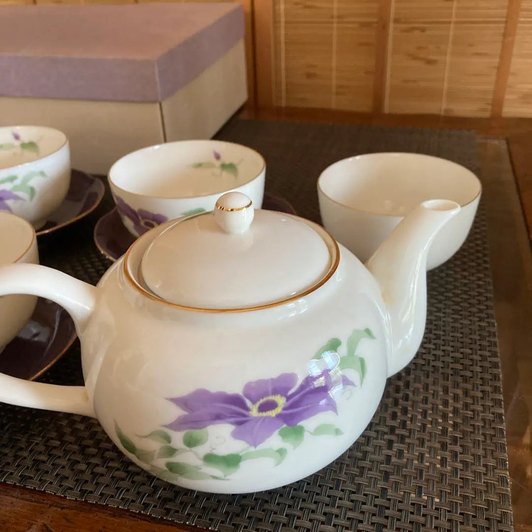 [Unused] Hanaan HANAIORI Teaware Set 1 Teapot, 5 Tea Cups, 5 Tea Trays, 11 Total