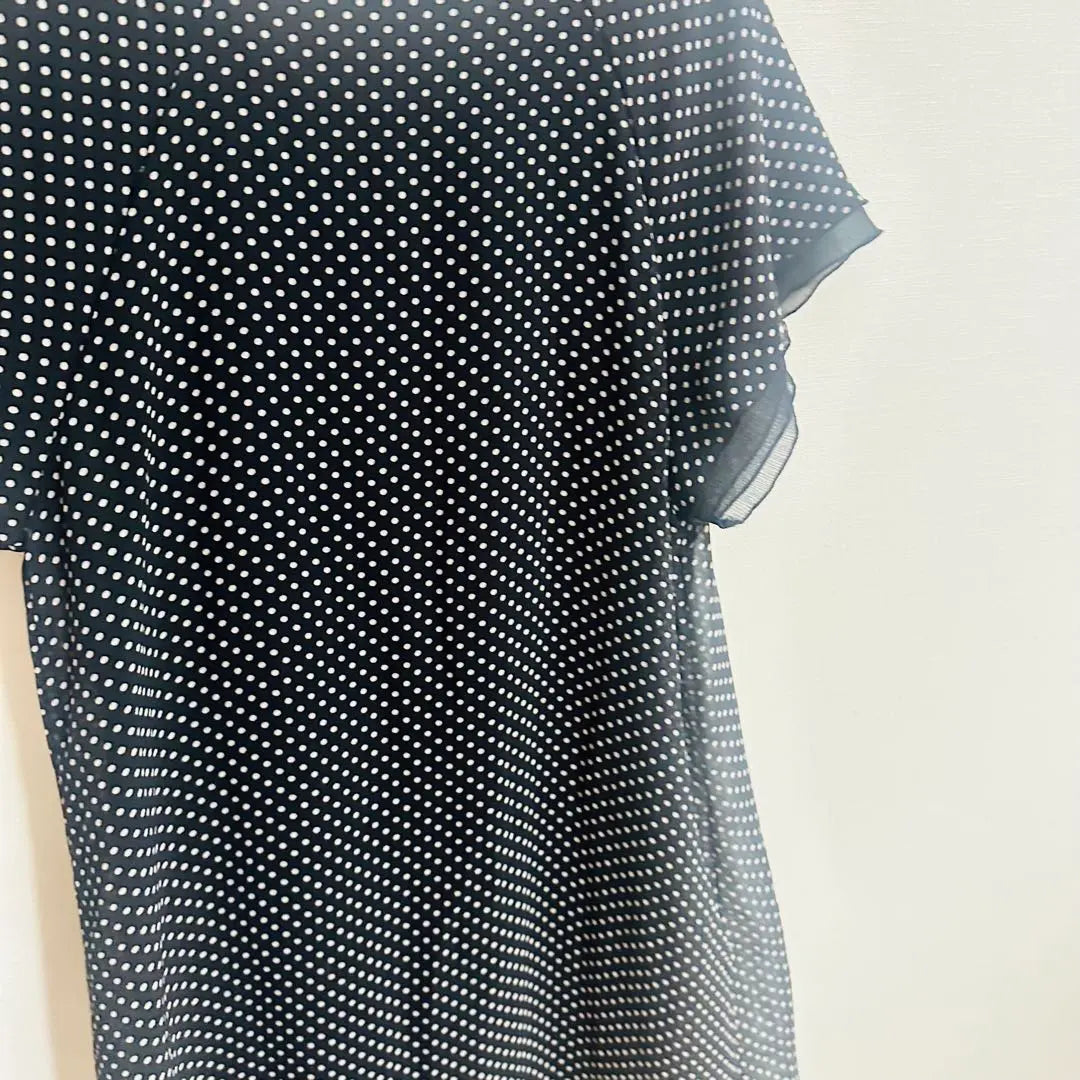 B360 [Vous Co] Dot pattern short sleeve tunic F dress, frilled dress | Ｂ360【Vous Co】ドット柄 半袖チュニック F ワンピース　フリルワンピ