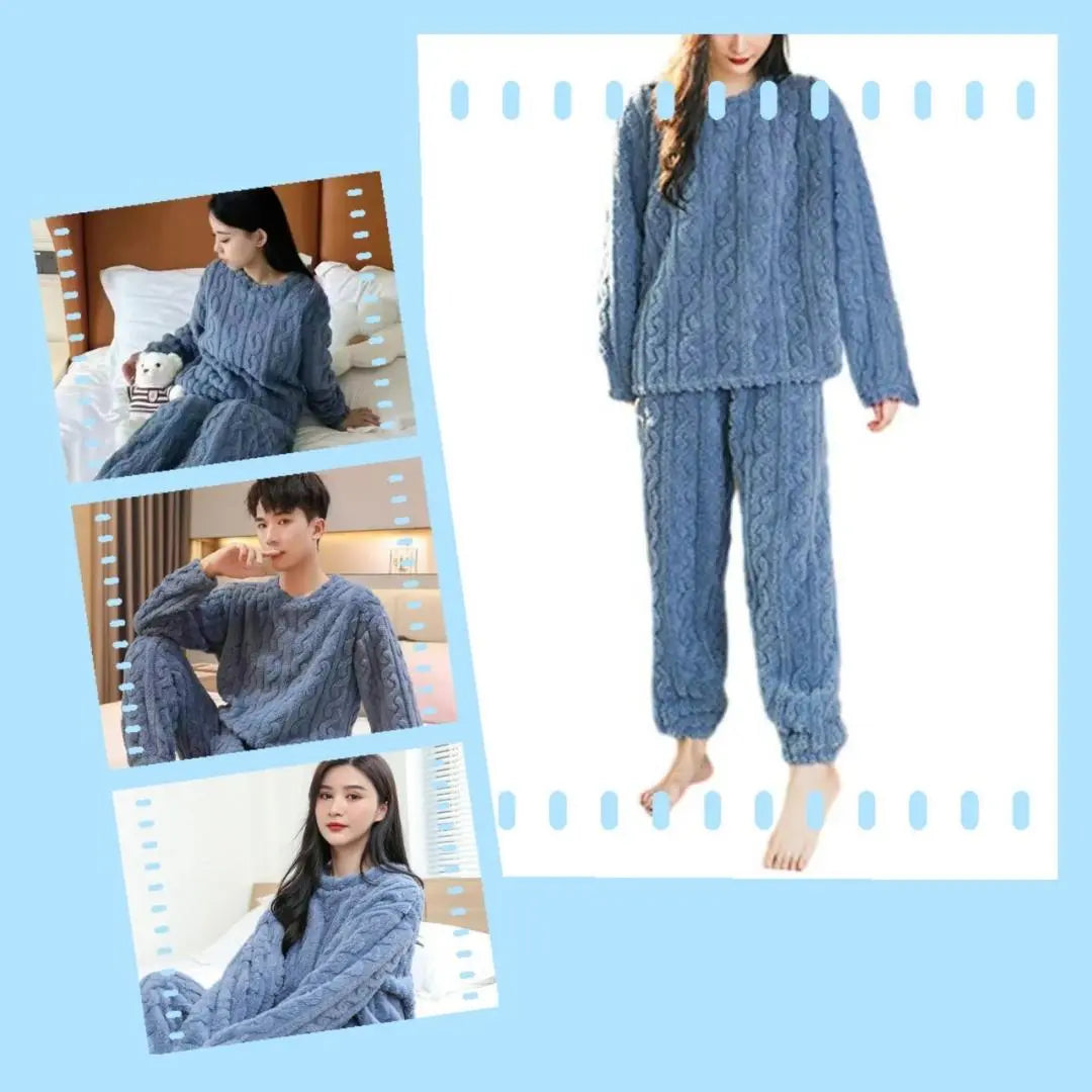 Pijama mullido, azul, talla única, para mujer, para hombre, mullido, cálido