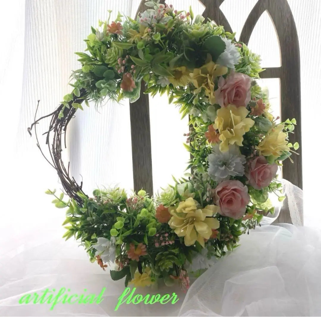 Flower Garden ☆ Crescent Wreath ☆ Artificial Flower Wreath ☆ Entrance Wreath