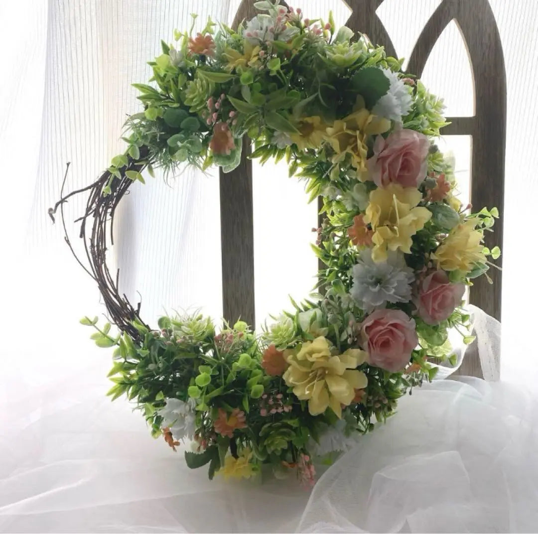 Flower Garden ☆ Crescent Wreath ☆ Artificial Flower Wreath ☆ Entrance Wreath