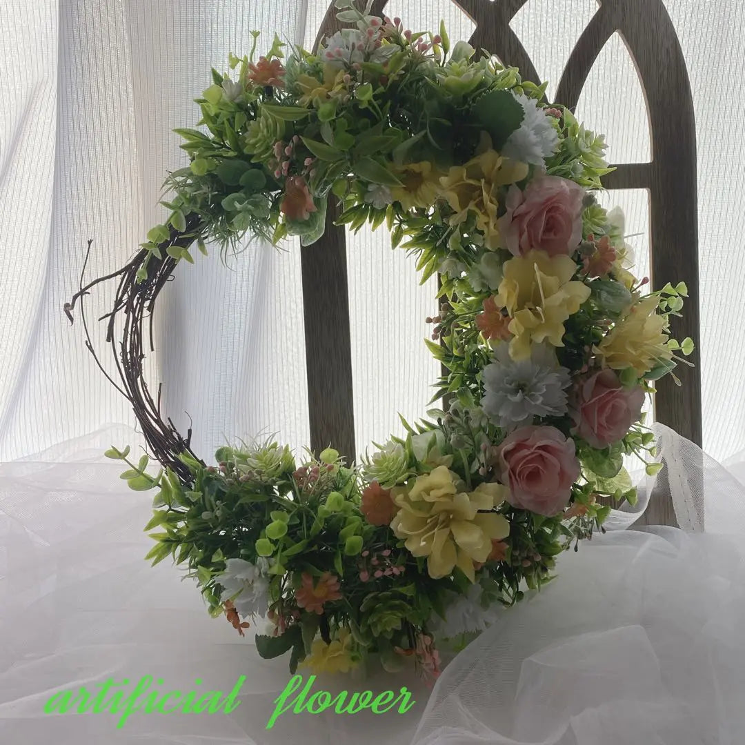 Flower Garden ☆ Crescent Wreath ☆ Artificial Flower Wreath ☆ Entrance Wreath