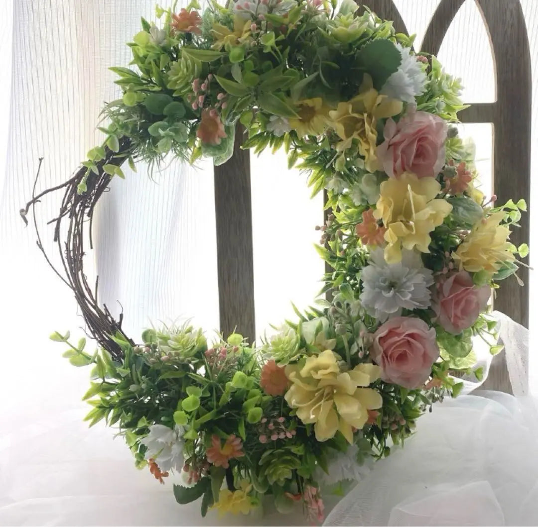 Flower Garden ☆ Crescent Wreath ☆ Artificial Flower Wreath ☆ Entrance Wreath