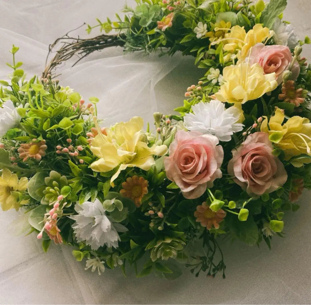 Flower Garden ☆ Crescent Wreath ☆ Artificial Flower Wreath ☆ Entrance Wreath