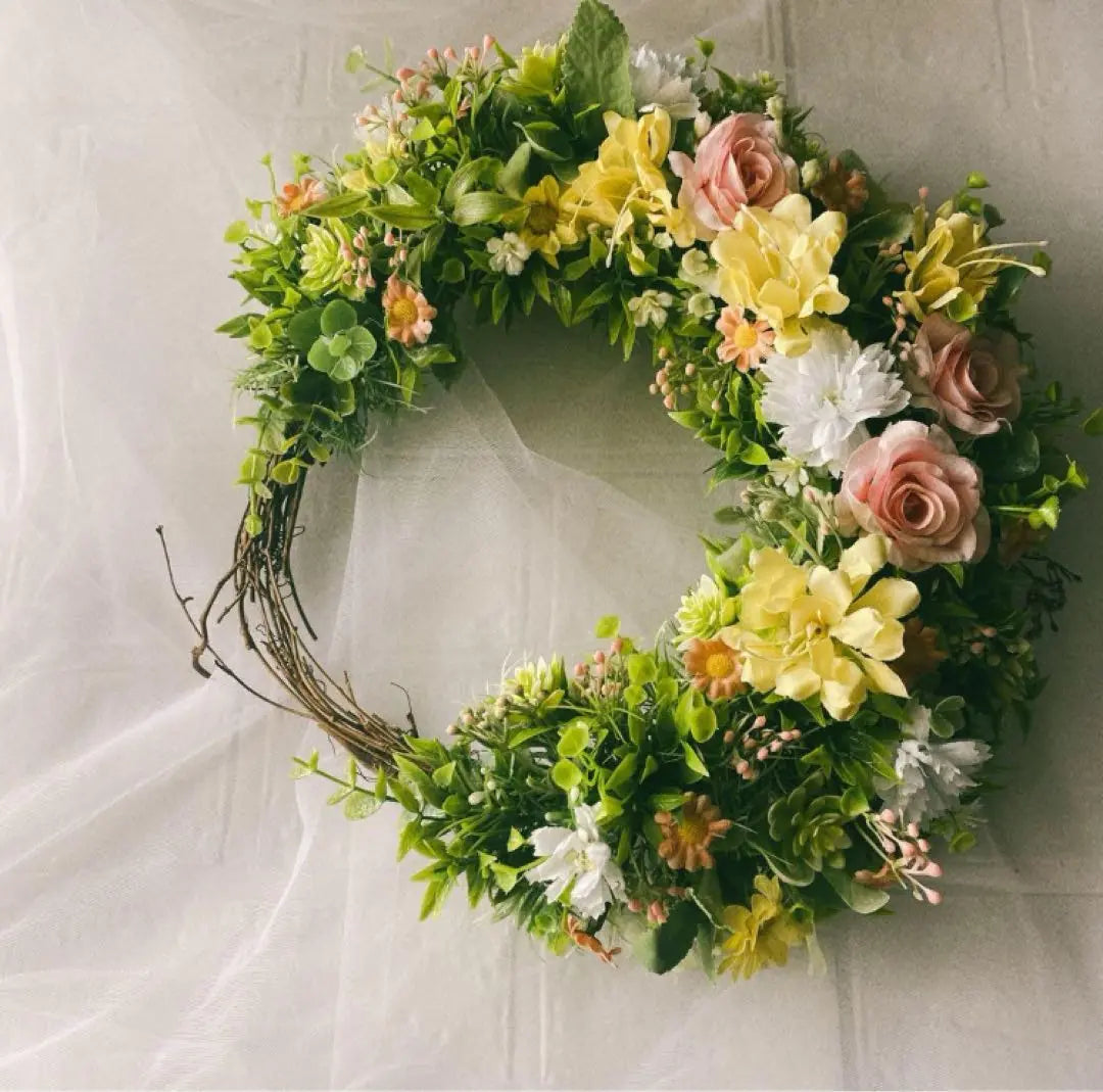 Flower Garden ☆ Crescent Wreath ☆ Artificial Flower Wreath ☆ Entrance Wreath