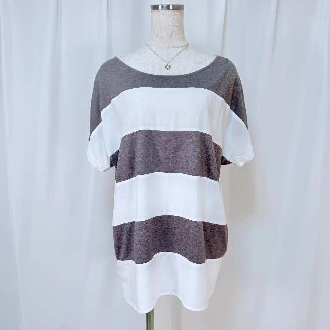 McGregor Boat Neck Drop Shoulder Casual Striped T-Shirt M