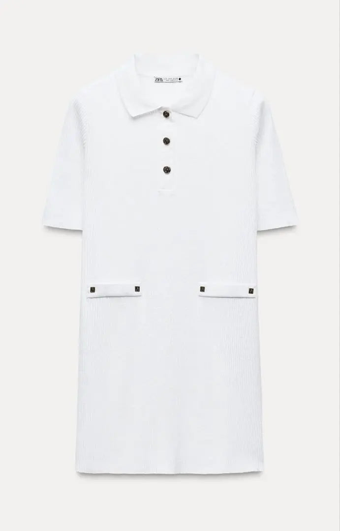 [New] ZARA Short Rib Dress Mini Dress Polo Shirt L Size