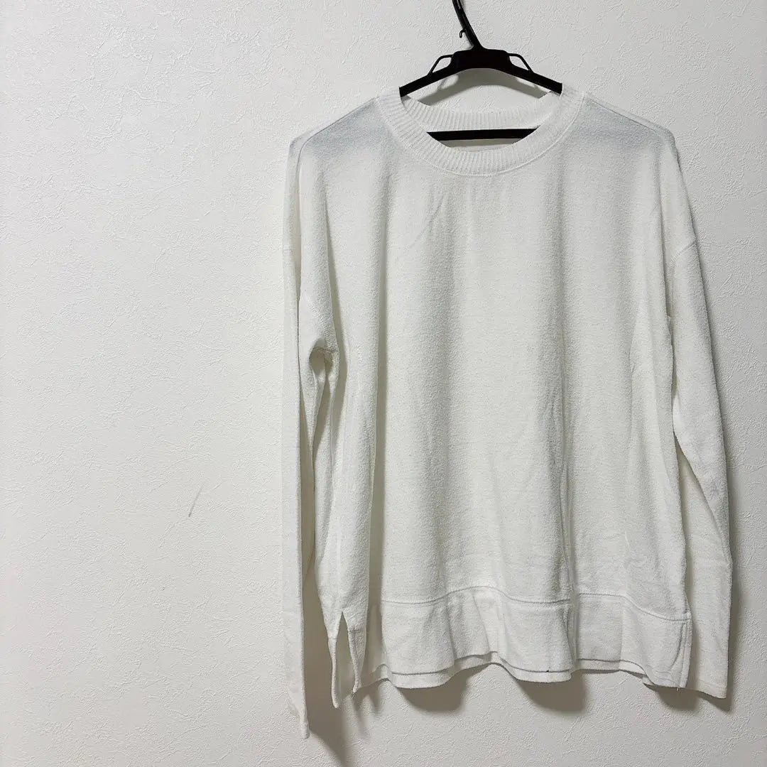 Lucky Brand Sweater Women's White Solid Crew Neck Long Sleeve