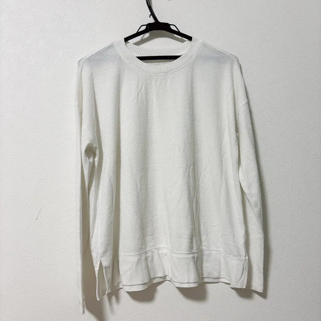 Suéter Lucky Brand para mujer, color blanco liso, cuello redondo y manga larga