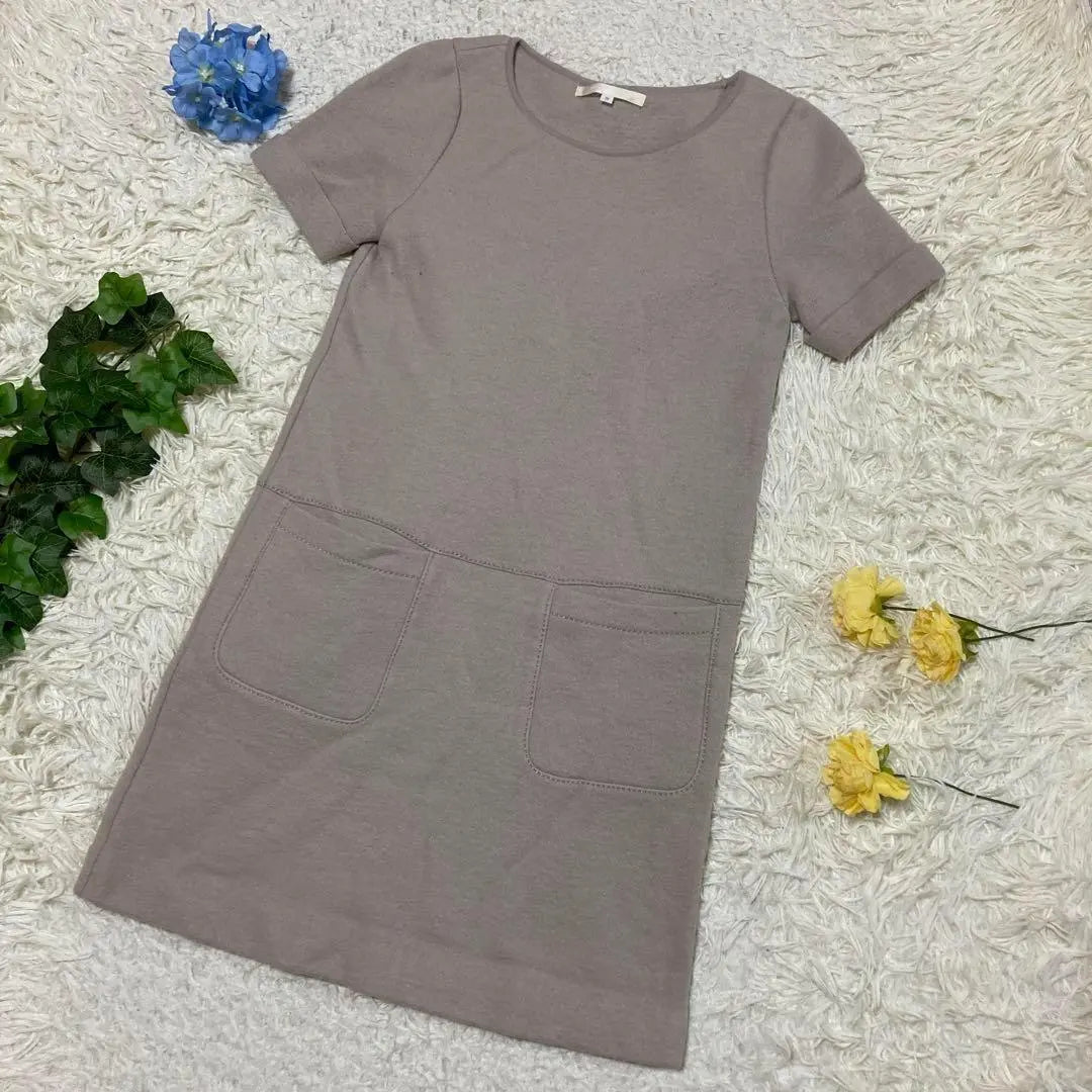 Beauty Natural Beauty Heavy Length One Piece Greju Wool 38 M | 美品　ナチュラルビューティー　ひざ丈ワンピース　グレージュ　ウール　38 M