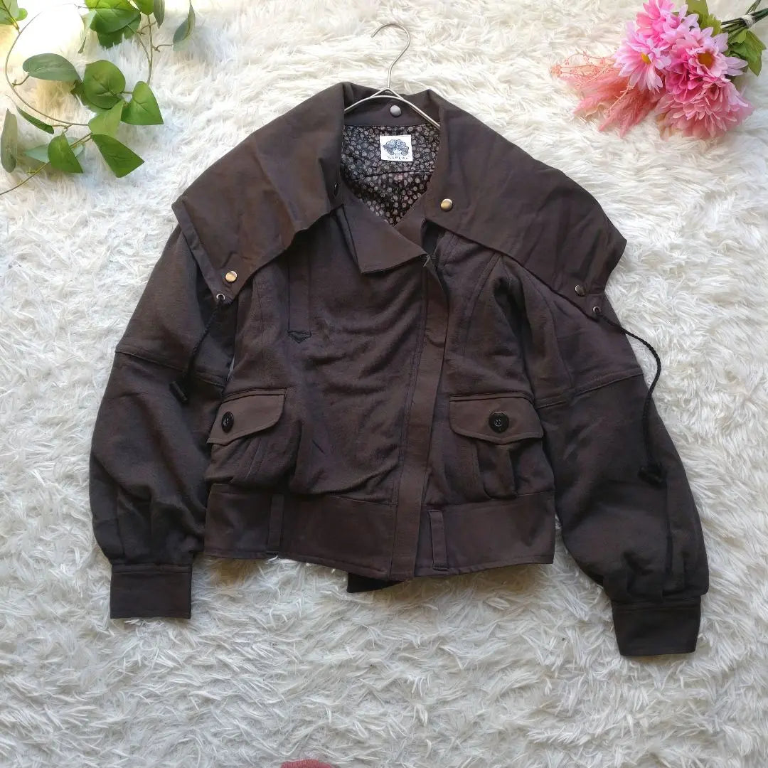 [SCOLAR] [М] Dark brown jacket with floral pattern inside