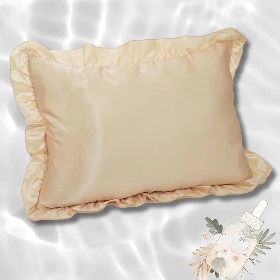 Pillowcase Silk Touch Pillowcase Frill 43cm x 63cm Beige