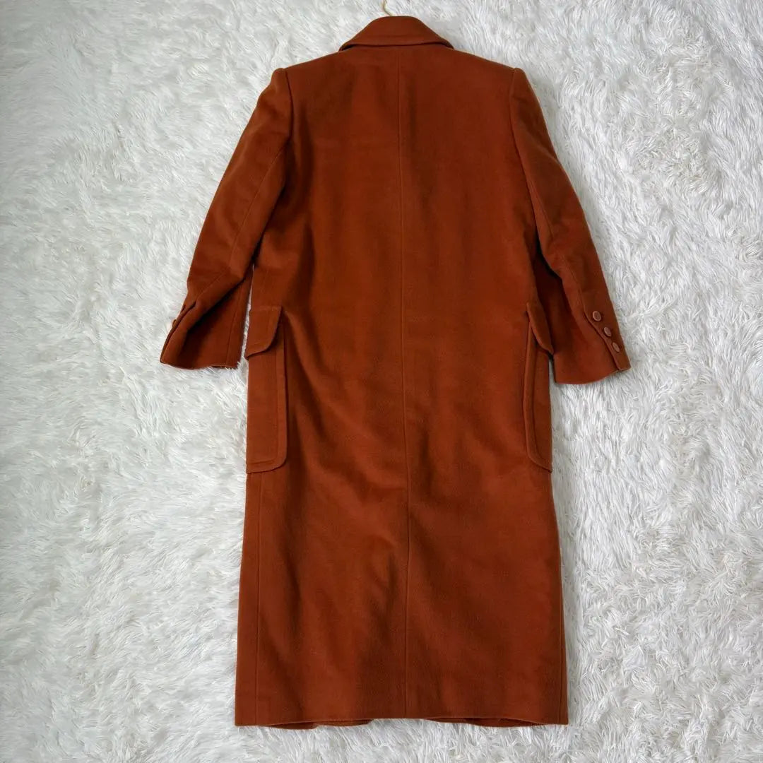 Hermes Double Breasted Long Coat 100% Cashmere Hermes Orange Color