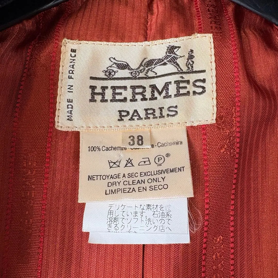 Hermes Double Breasted Long Coat 100% Cashmere Hermes Orange Color