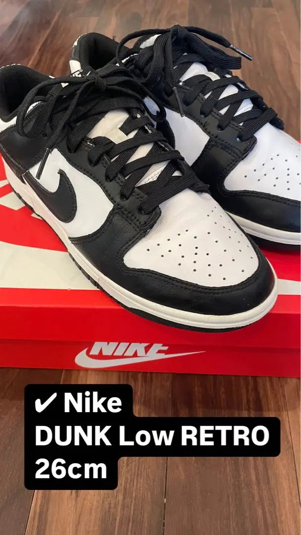 26cm Nike DUNK Low RETRO Nike Dunk Panda White Black