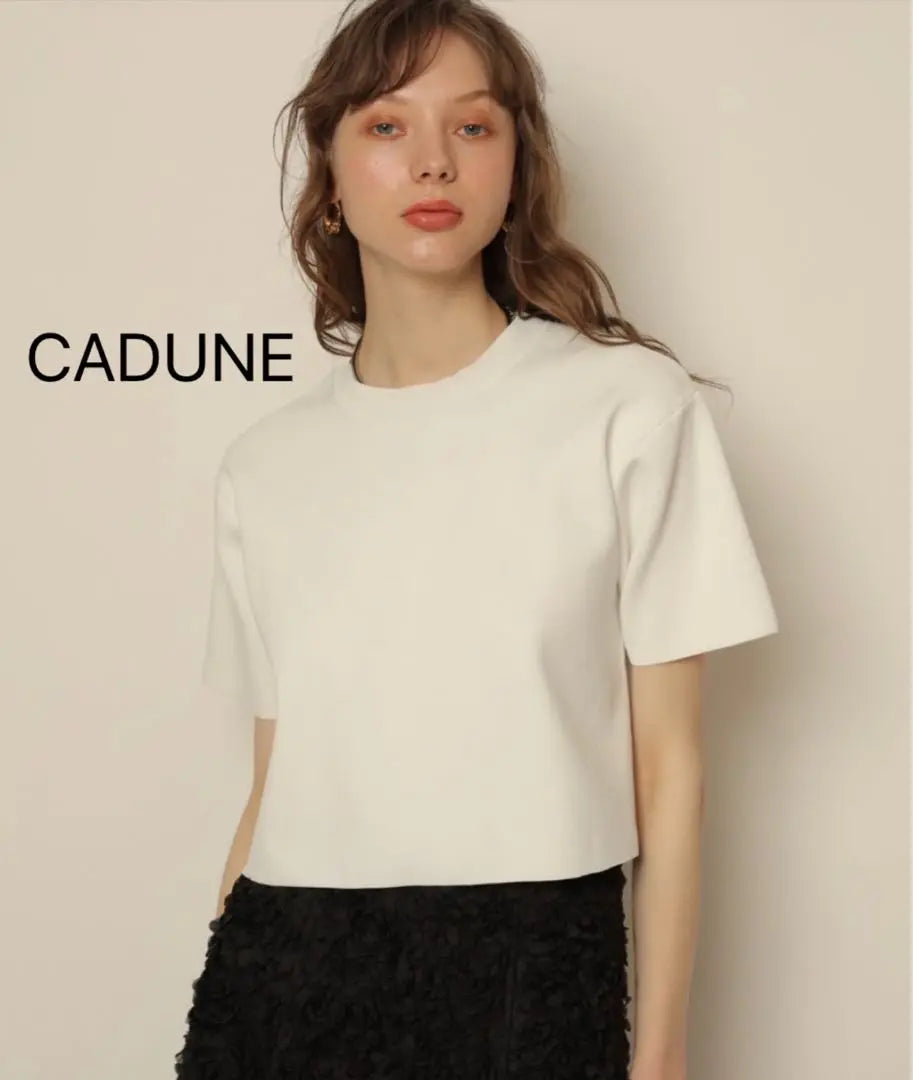 [Good condition] CADUNE Short-sleeved Poly Knit White