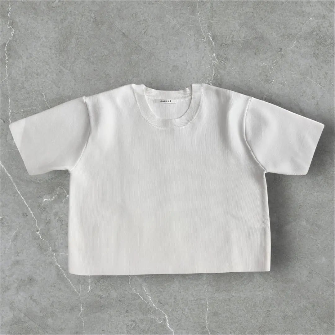 [Good condition] CADUNE Short-sleeved Poly Knit White