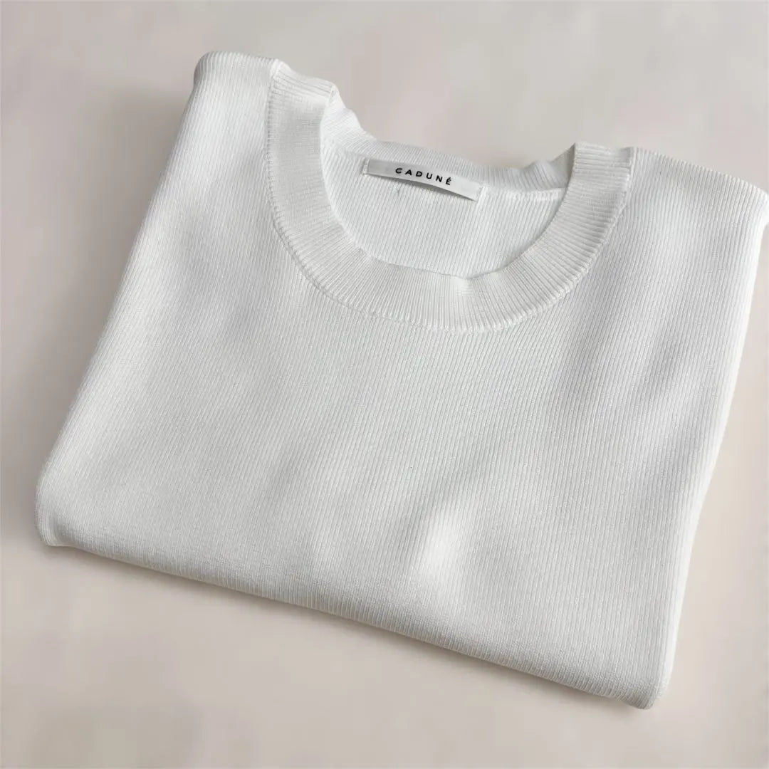 [Good condition] CADUNE Short-sleeved Poly Knit White