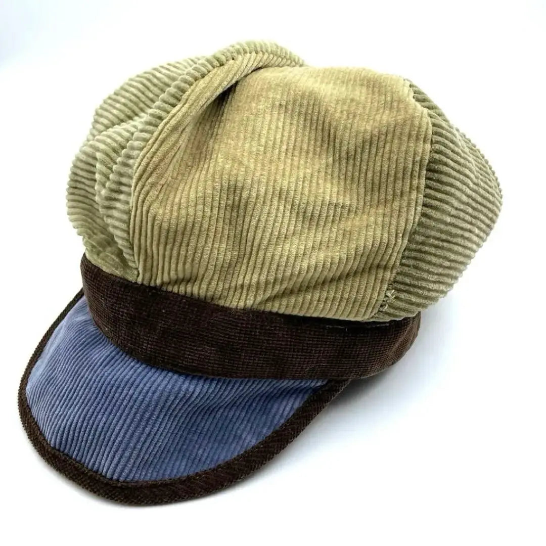 90s Reversible Casquette Corduroy Small Floral Khaki Beige Yellow Green | 90s リバーシブル キャスケット コーデュロイ 小花柄 カーキ ベージュ 黄緑