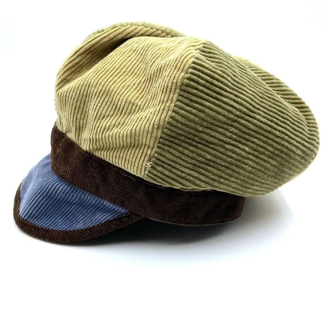 90s Reversible Casquette Corduroy Small Floral Khaki Beige Yellow Green | 90s リバーシブル キャスケット コーデュロイ 小花柄 カーキ ベージュ 黄緑