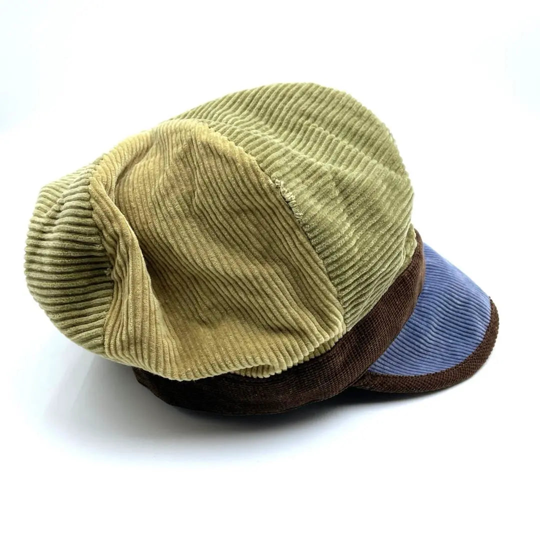 90s Reversible Casquette Corduroy Small Floral Khaki Beige Yellow Green | 90s リバーシブル キャスケット コーデュロイ 小花柄 カーキ ベージュ 黄緑