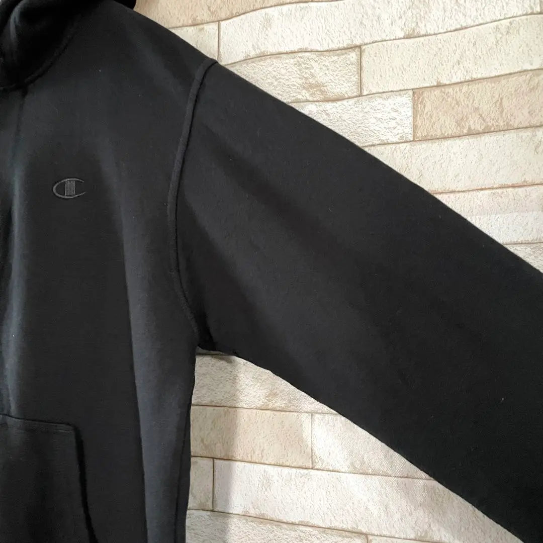 Champion Zip Hoodie Embroidered Fleece Lined Black M