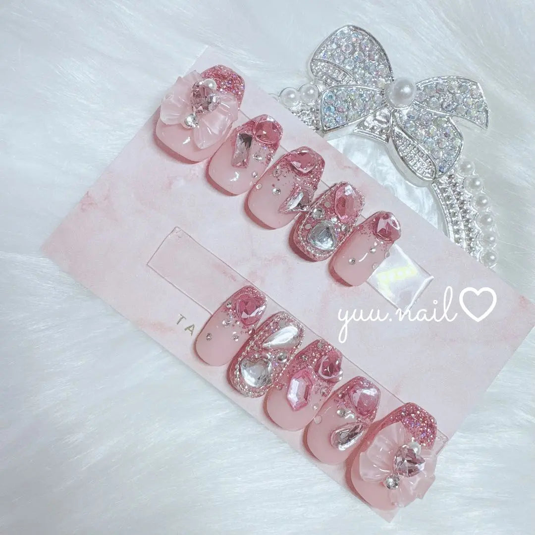 [Order] Nail chip Korean One -phone mass production Heart pink