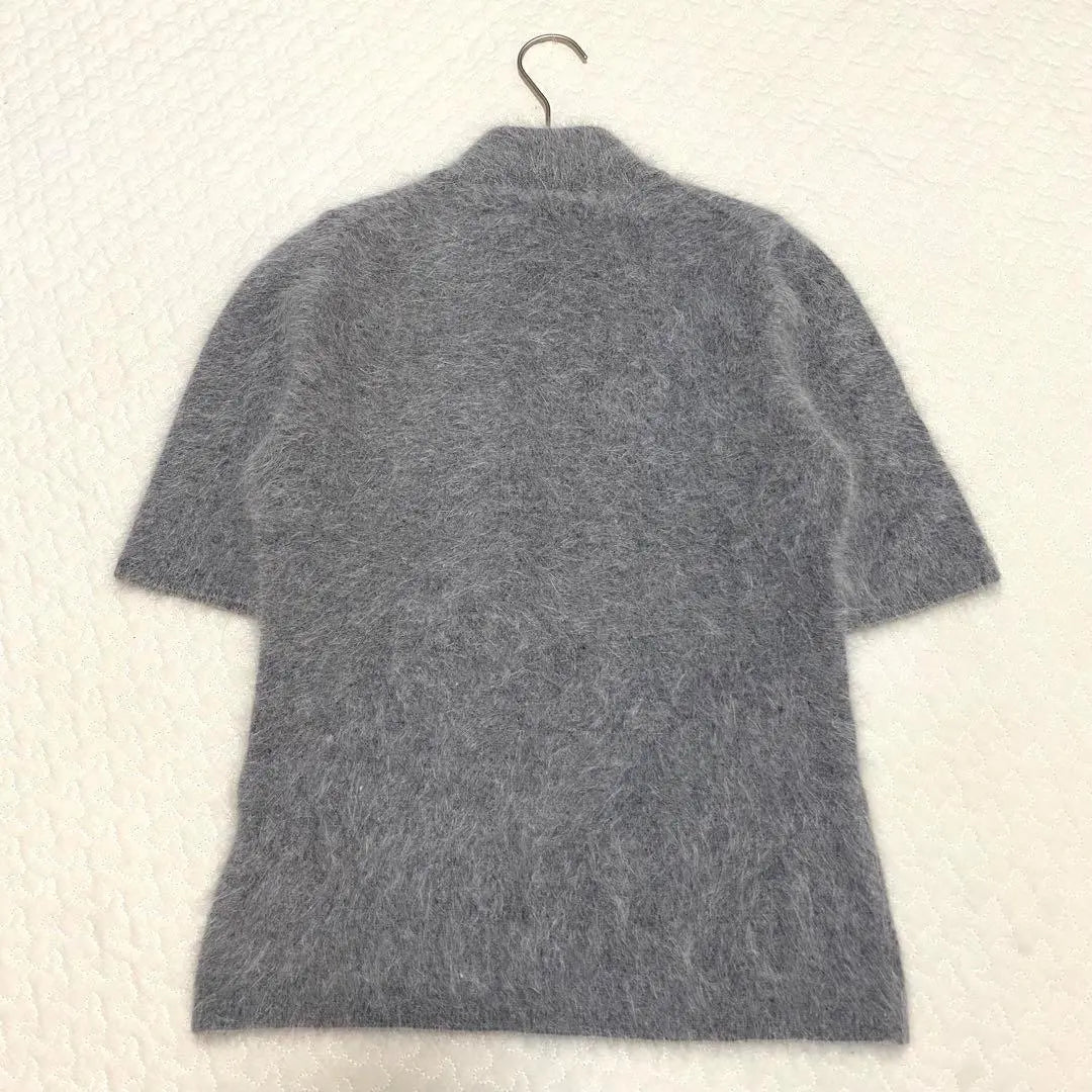 *Good condition, short sleeve angora knit [M] summer knit, fluffy, plain, feminine