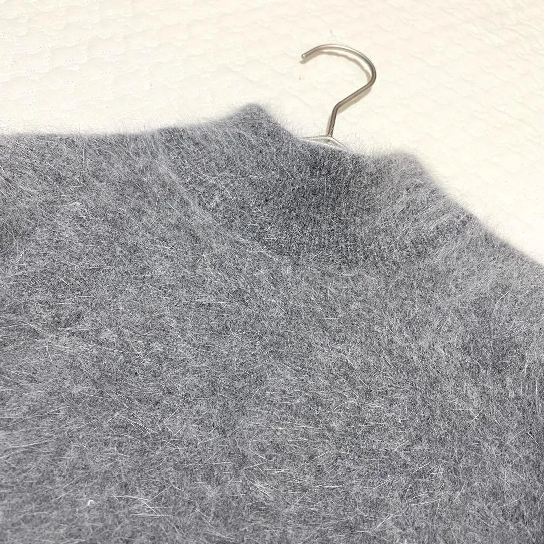 *Good condition, short sleeve angora knit [M] summer knit, fluffy, plain, feminine