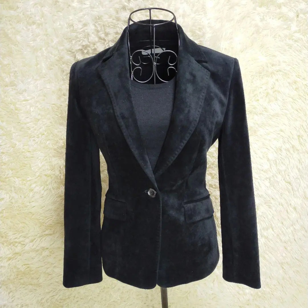 Rusouque beautiful velour tailored jacket single 1 button black 36