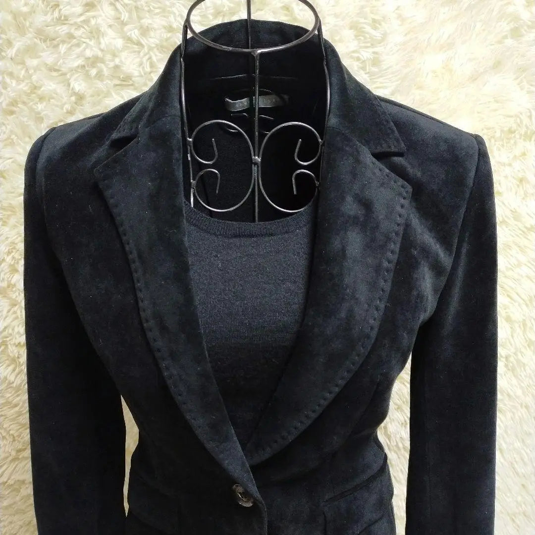 Rusouque beautiful velour tailored jacket single 1 button black 36