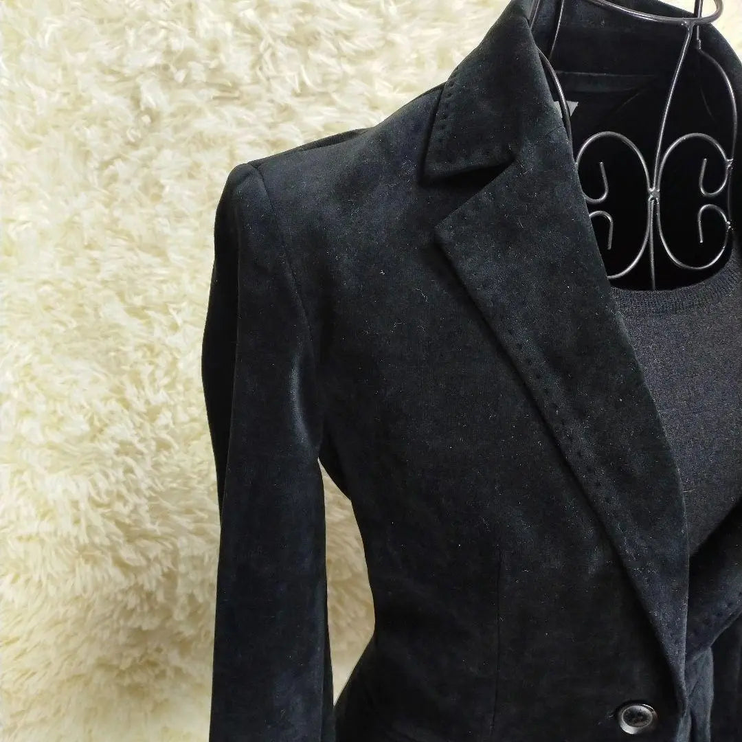 Rusouque beautiful velour tailored jacket single 1 button black 36