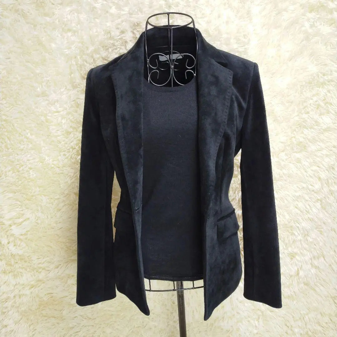 Rusouque beautiful velour tailored jacket single 1 button black 36