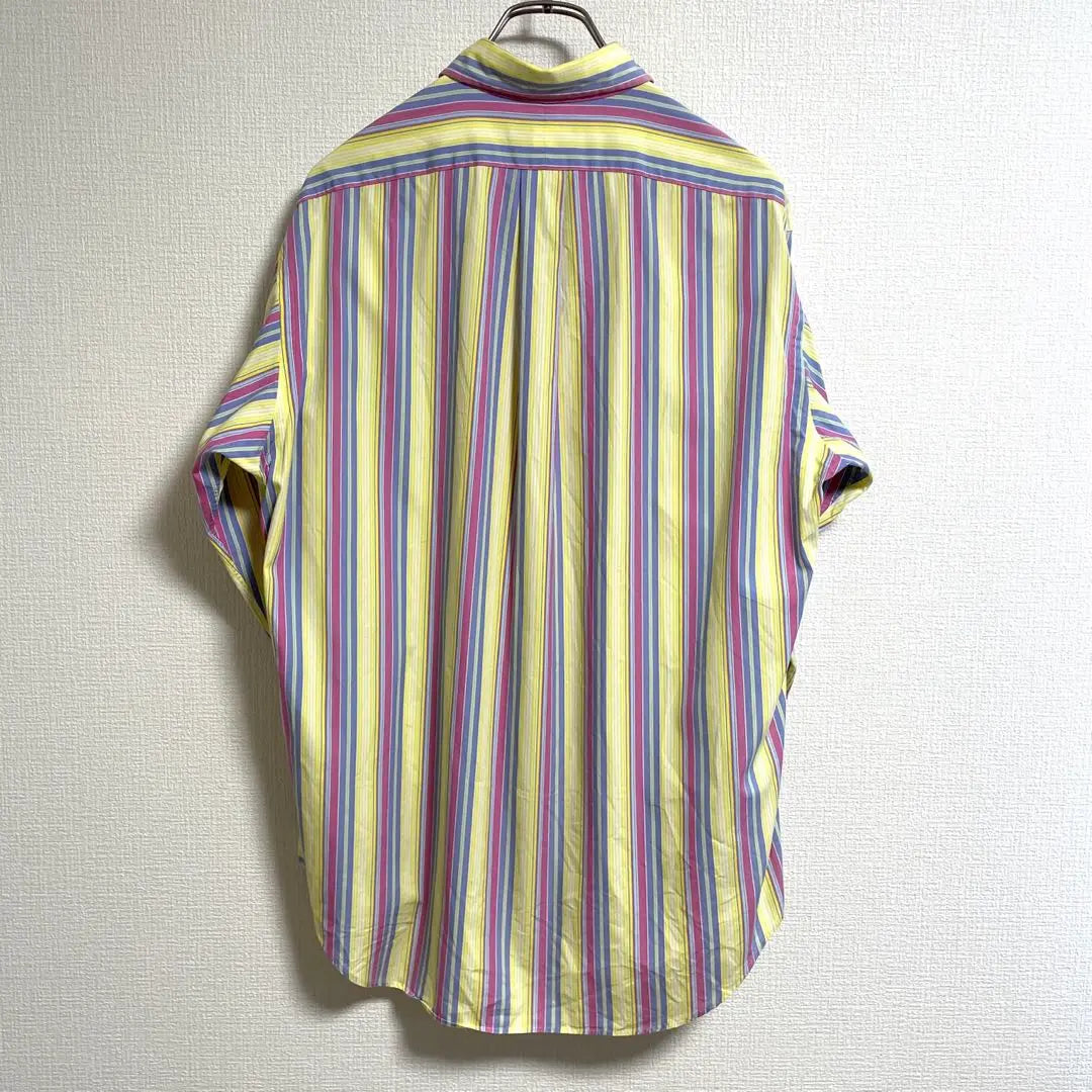 [Ralph Lauren] Pony Embroidered Multicolor Slim Striped BD Long Sleeve Shirt Equivalent to XL