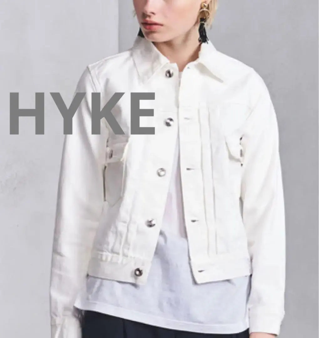 HYKE Chaqueta Alta Ajustada Chaqueta Vaquera Denim Blanco | HYKE ハイク タイトフィットジャケット デニムジャケット ホワイトデニム