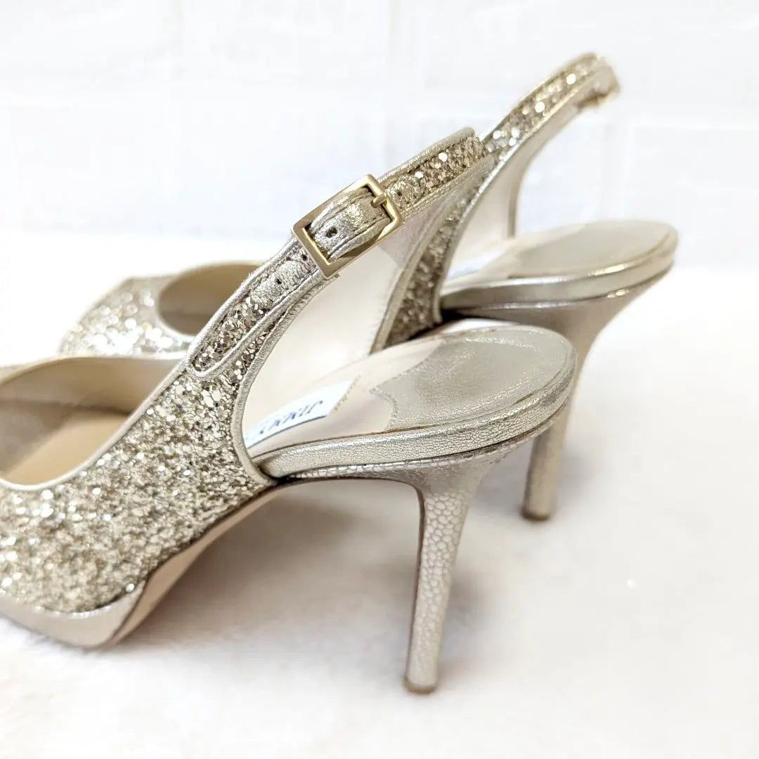 ✨Extremely beautiful✨ Jimmy Choo Glitter Open Toe Pumps Gold